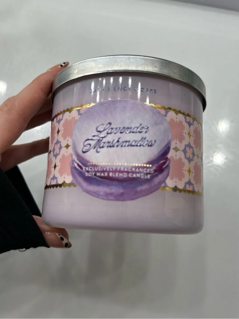 Bath & Body Works Lavender Marshmallow Candle - Lavender & Pink